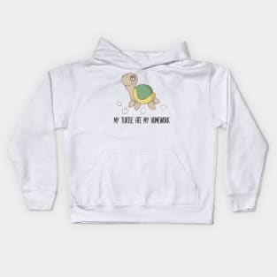 My Turtle Ate My Homework Funny Cute Pet Turtle Design Kids Hoodie